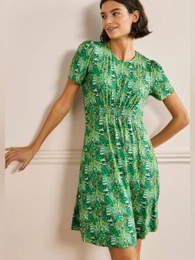 Boden Crew Patterned Floral Green Dress